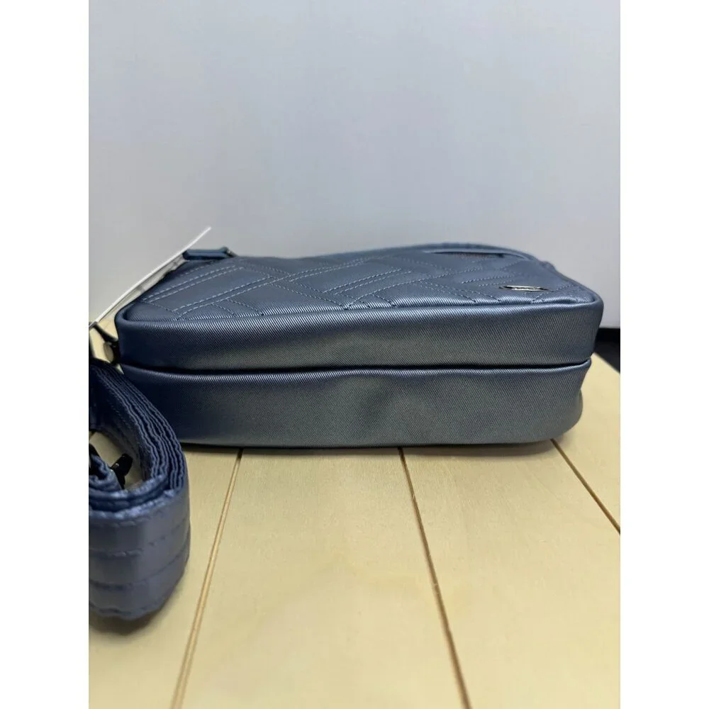 LUG Super Coupe 2 Satin Luxe Convertible Crossbody Bag NWT Metallic Blue Moon - Picture 3 of 9